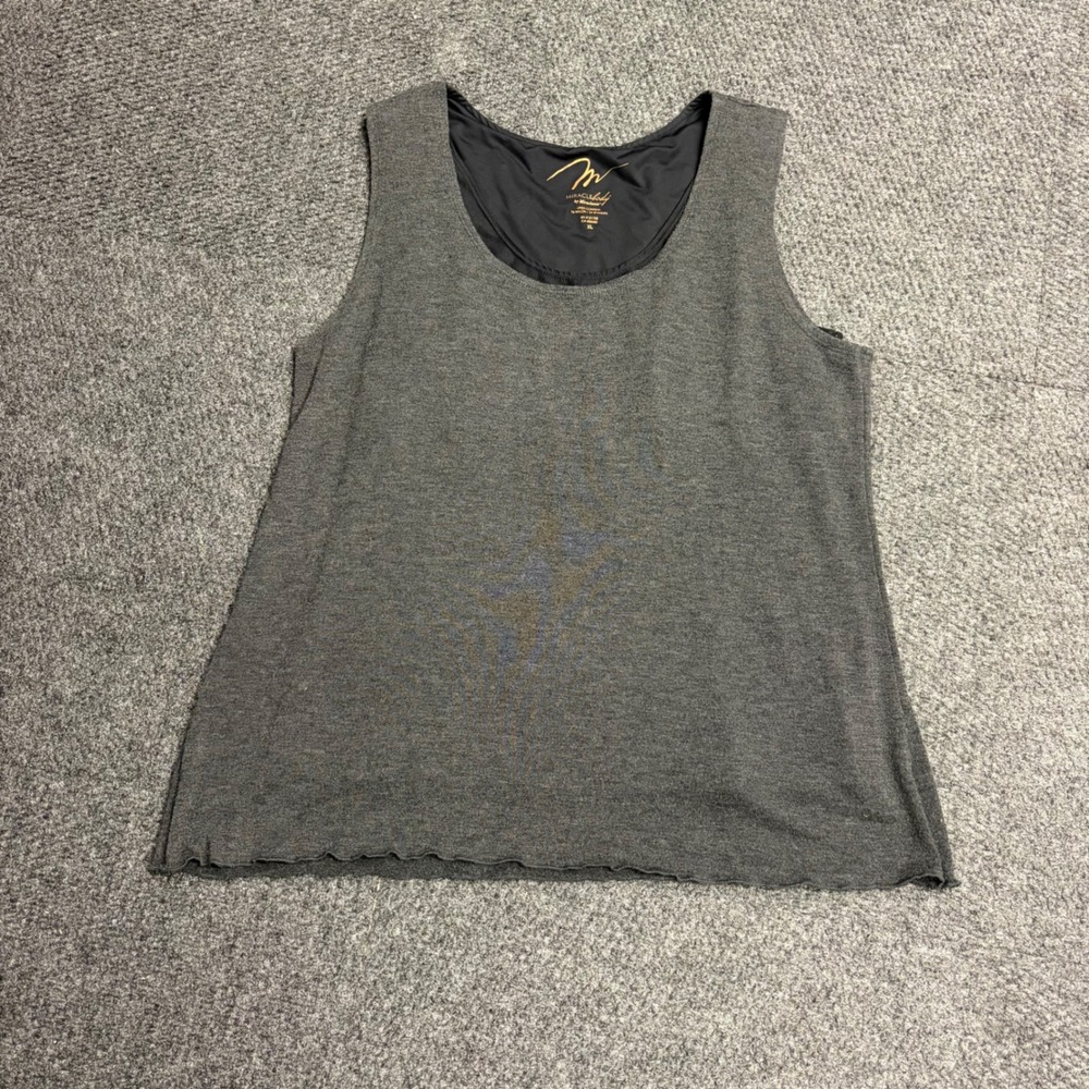 Miraclebody by Miraclesuit Tank Top Womens XL Gray Knit Scoop Neck Lettuce Hem